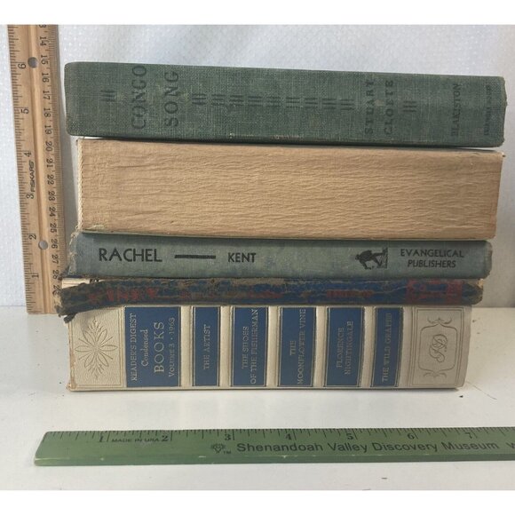 5 Vintage BLUE Books Primitive Rustic Farm Home Decor Staging Prop Library Lot - Picture 6 of 8